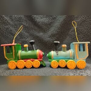 3/10 Wooden Train Christmas Ornaments